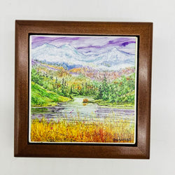 5x5 Walnut Box- w/4x4 Tile- Mtns/winter/fall - view 3
