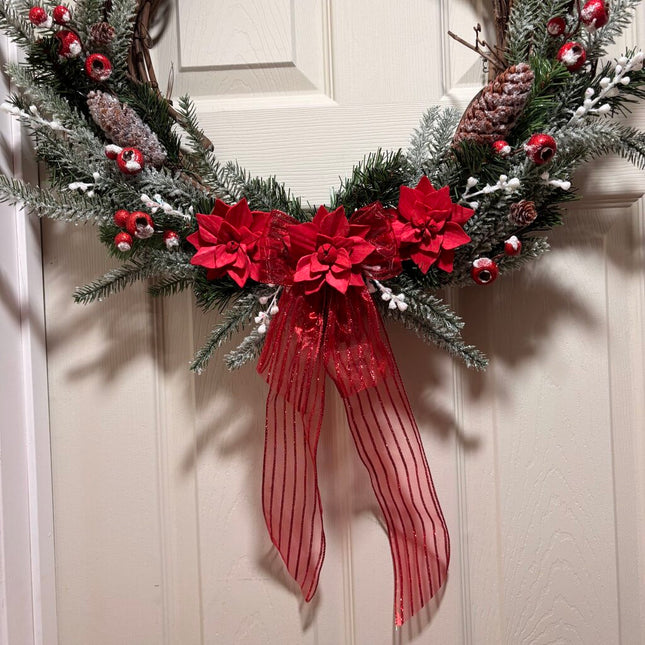 Red Wreath with Sola Wood Flowers