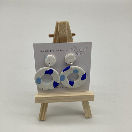 Blue Speckled Circle Dangles