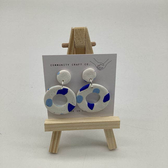Blue Speckled Circle Dangles