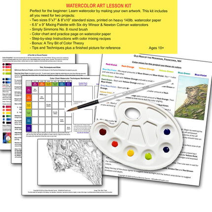 Watercolor Art Lesson Kit Old Man of the Mountain