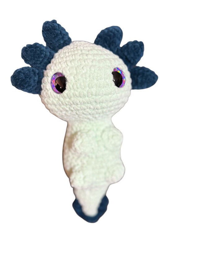 Crocheted axolotl plushie