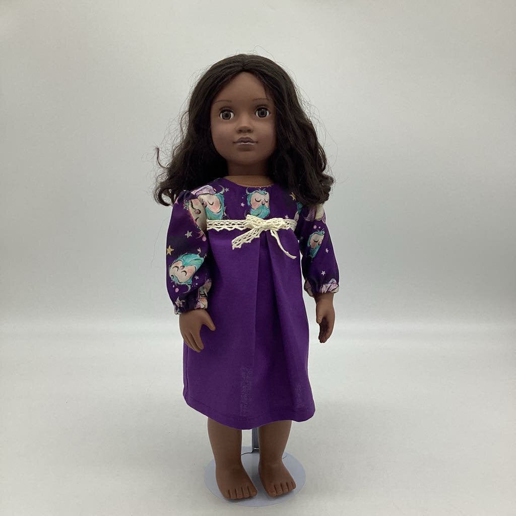 Purple night gown with sleeping owls