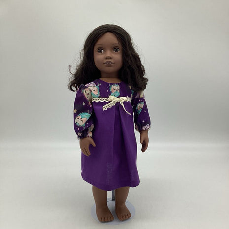 Purple night gown with sleeping owls