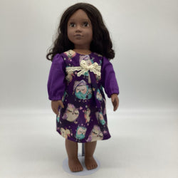 Purple night gown with sleeping owls - view 3