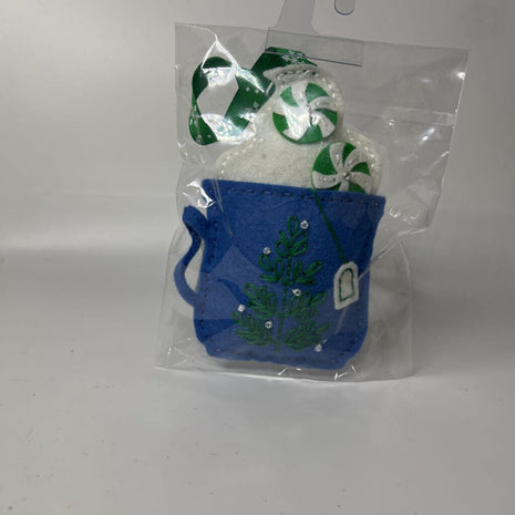 Embroidered tree mug ornament
