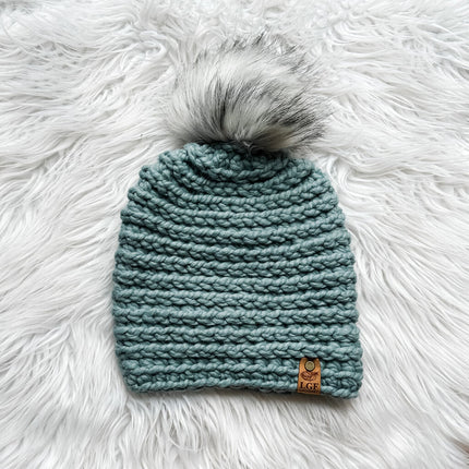 Crochet Pom Beanie in Succulent