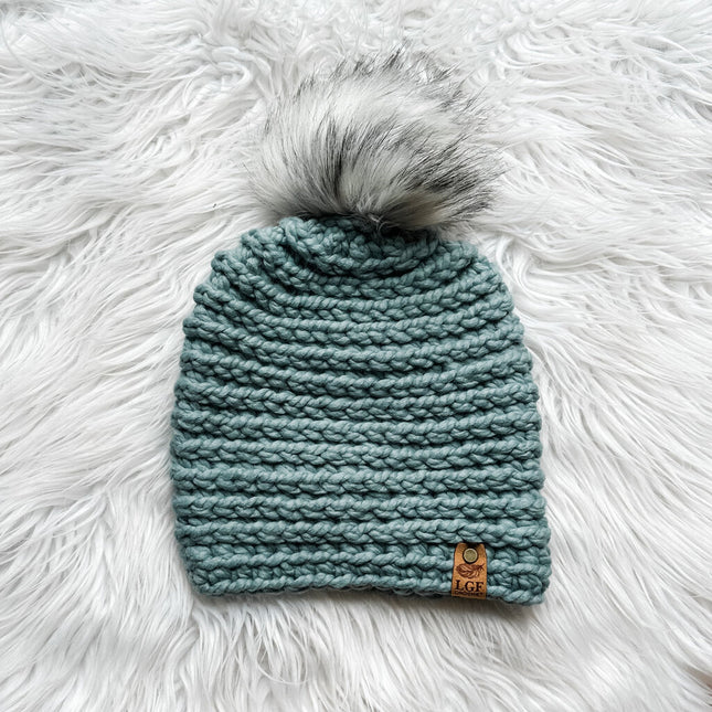 Crochet Pom Beanie in Succulent
