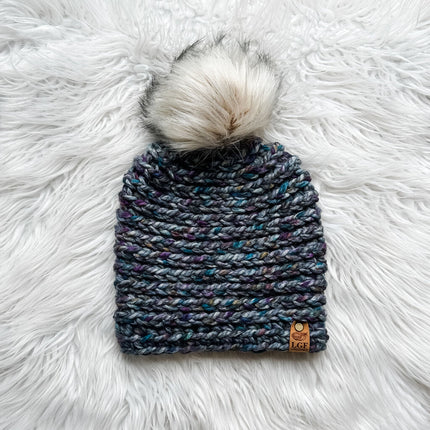 Crochet Pom Beanie in Abalone