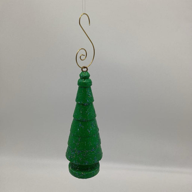 Green Glitter Wood Tree Ornament