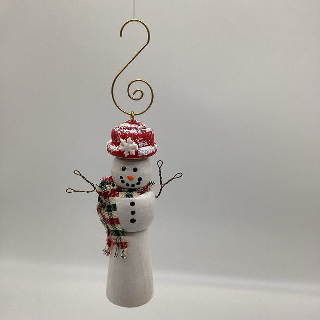 Wooden SnowWoman Ornament