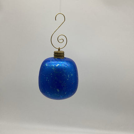 Wooden Christmas Ball Ornament - Blue Glitter Lrg
