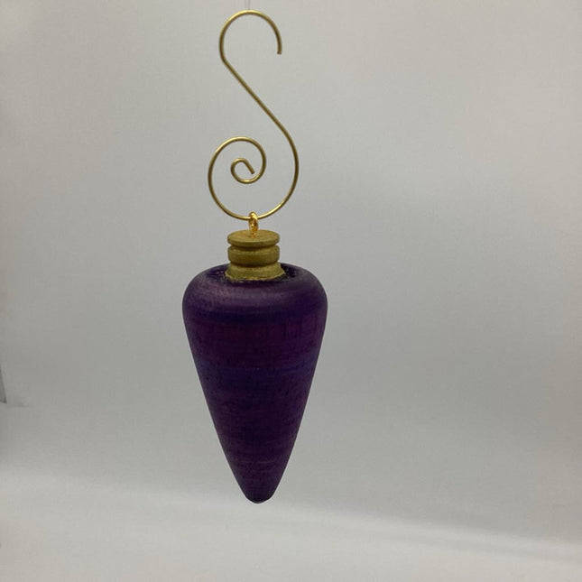 Wooden Christmas Bulb Ornament- Purple Sm