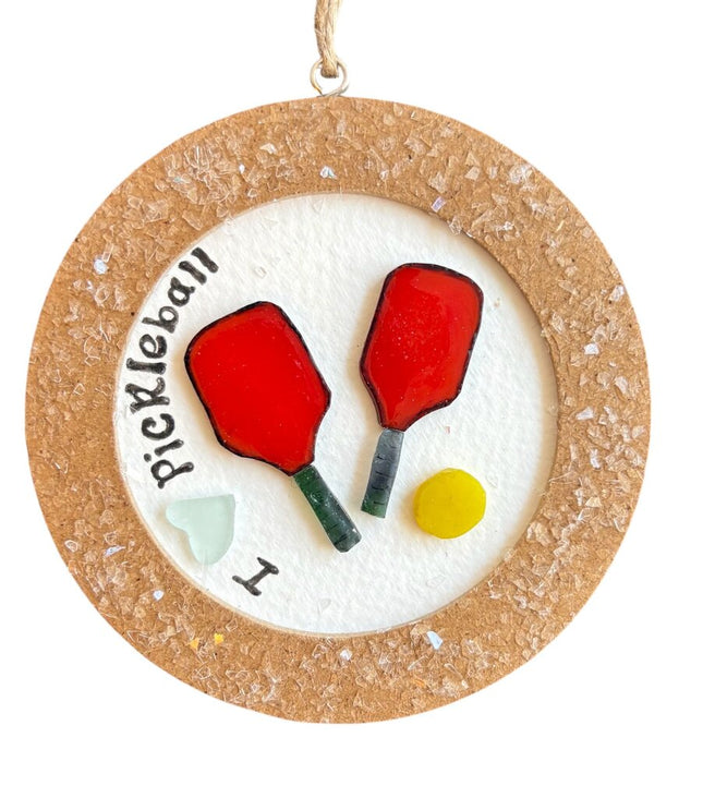 ornament, I heart Pickleball, 2 rackets