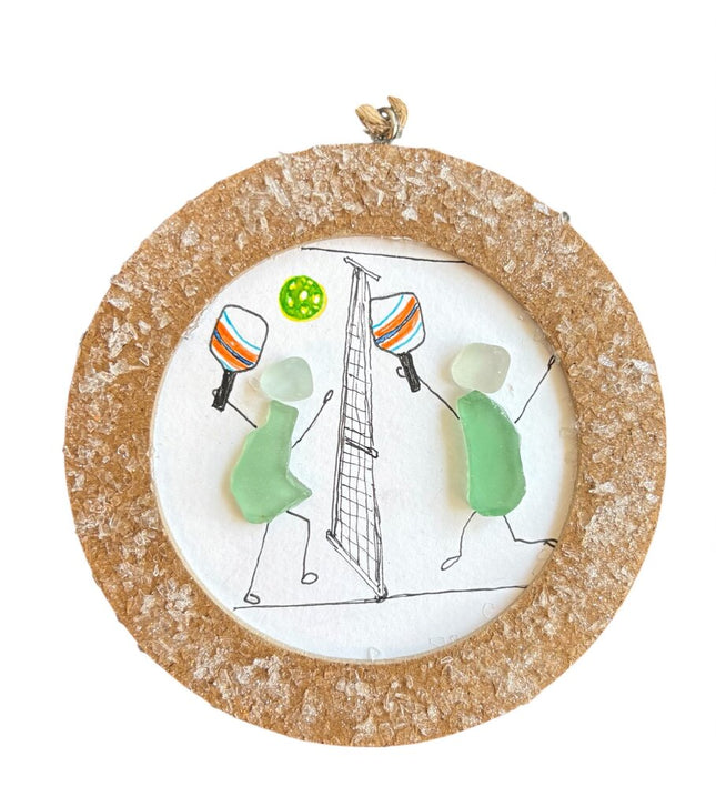 ornament, 2 players, pickleball with net