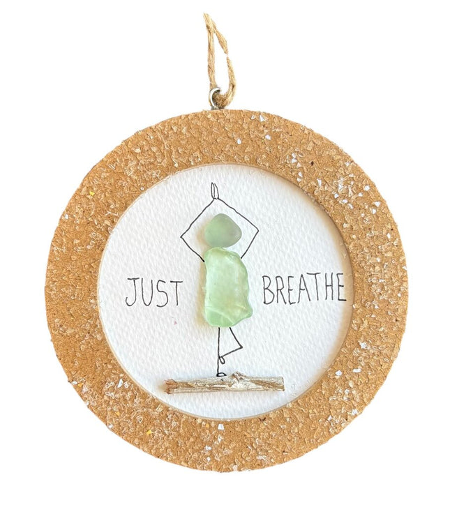 ornament, just breath yoga, 1 person, clear green dress