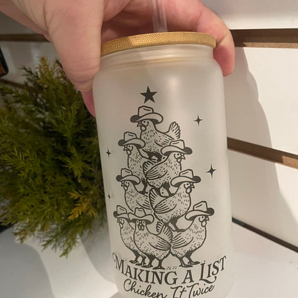 Xmas frosted glass - chicken it twice