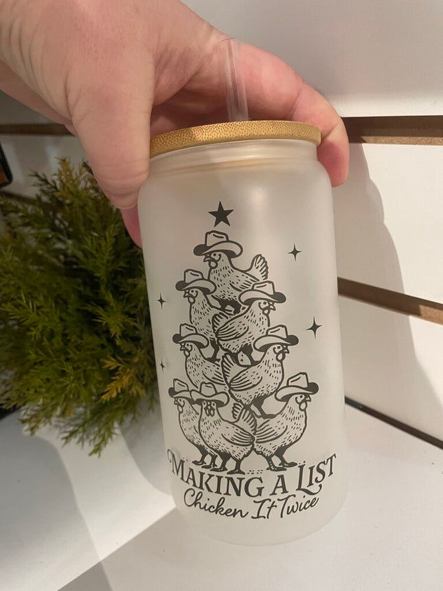 Xmas frosted glass - chicken it twice