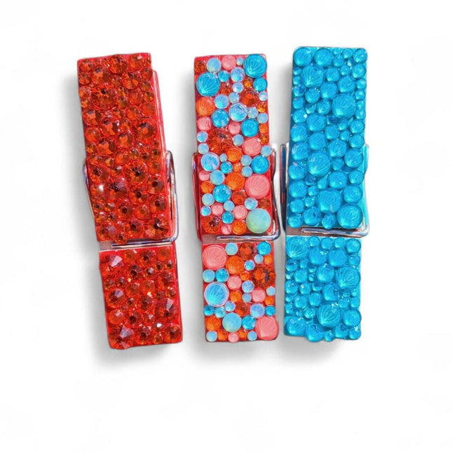 Showgirl Rhinestone Magnetic Clip Set of 3