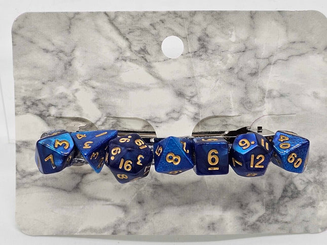 Mini Dice Barrette with Dark Blue Marble Dice