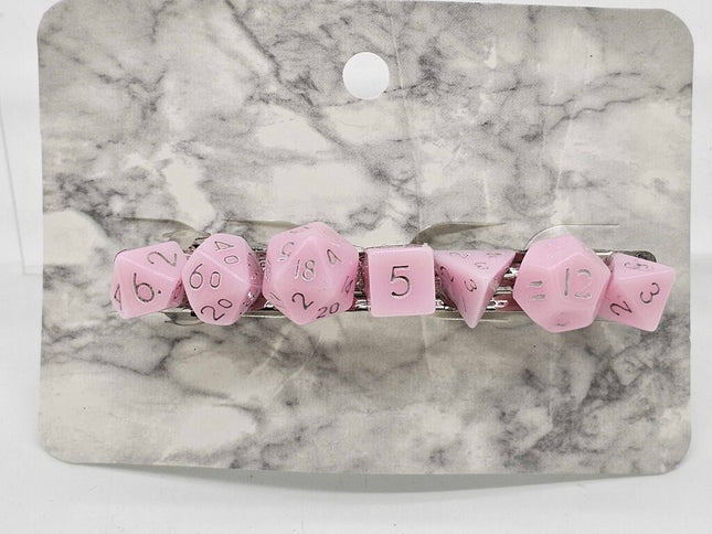 Mini Dice Barrette with Light Pink Marble Dice
