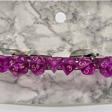 Mini Dice Barrette with Fuchsia Marble Dice