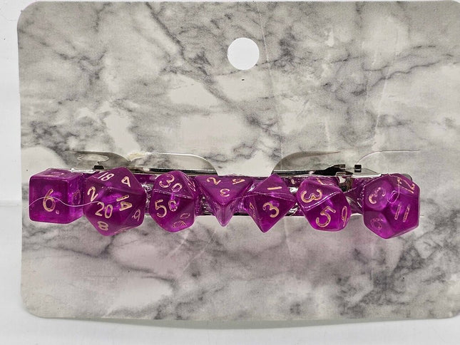 Mini Dice Barrette with Fuchsia Marble Dice