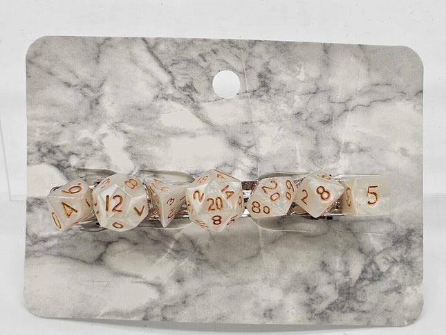 Mini Dice Barrette with Ivory Marble Dice