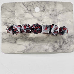 Mini Dice Barrette with Black and White Marble Dice with Red numbers - view 1