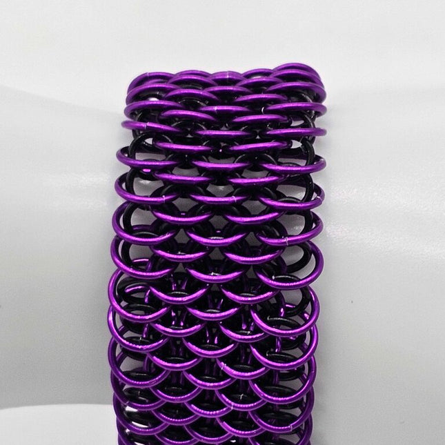 Purple and Black Dragonscale Cuff Bracelet 7.5 inches long