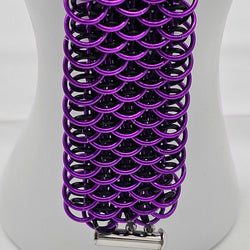 Purple and Black Dragonscale Cuff Bracelet 7.5 inches long - view 2