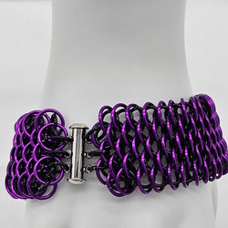 Purple and Black Dragonscale Cuff Bracelet 7.5 inches long - view 4