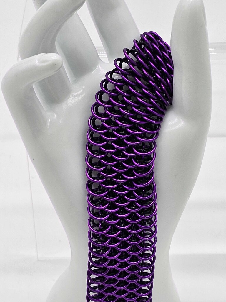 Purple and Black Dragonscale Cuff Bracelet 7.5 inches long