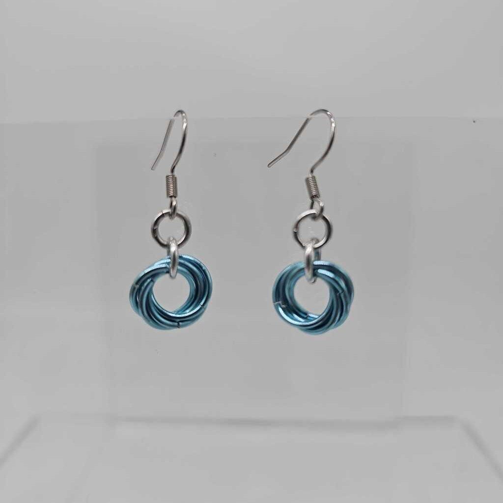 Light blue small single mobius earrings