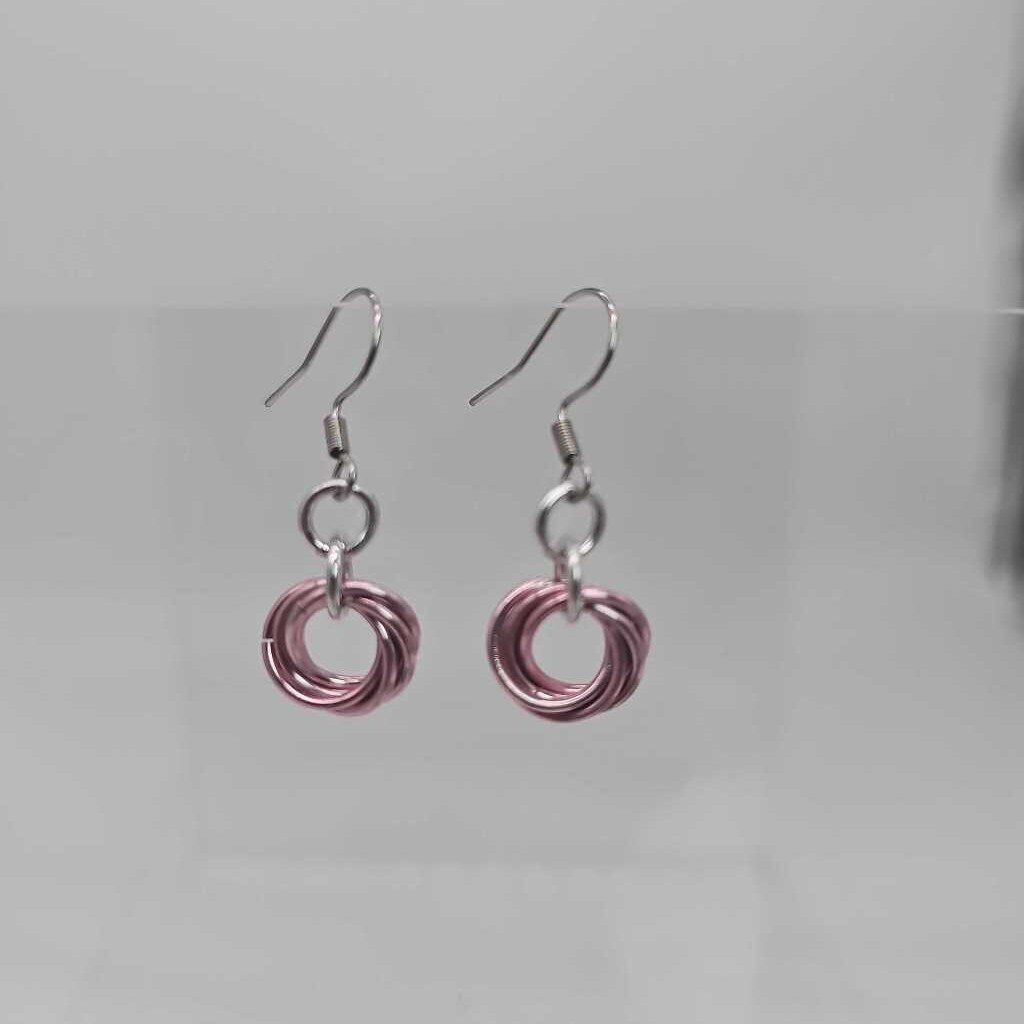 Pink small single mobius earrings