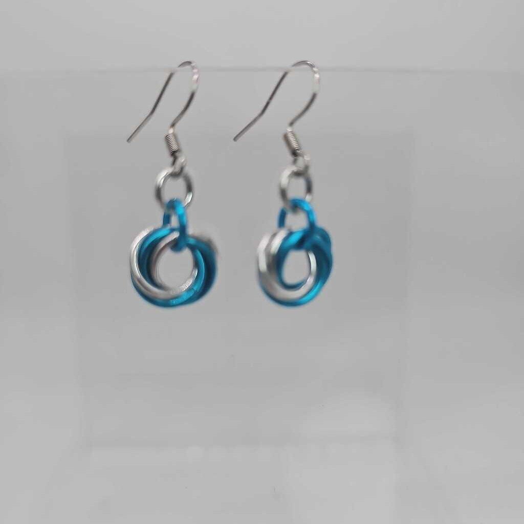 Turquoise and Silver small single mobius earrings