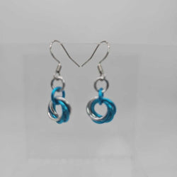 Turquoise and Silver small single mobius earrings - view 2