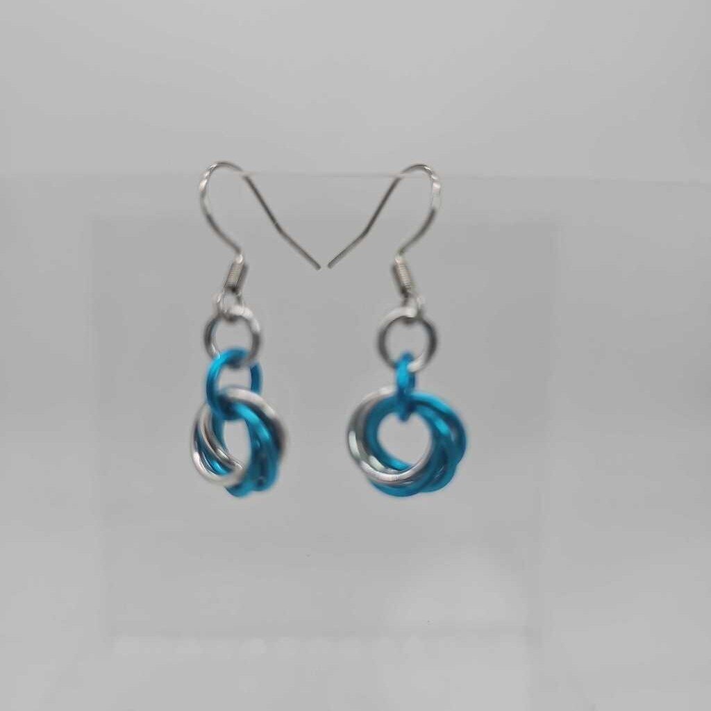 Turquoise and Silver small single mobius earrings