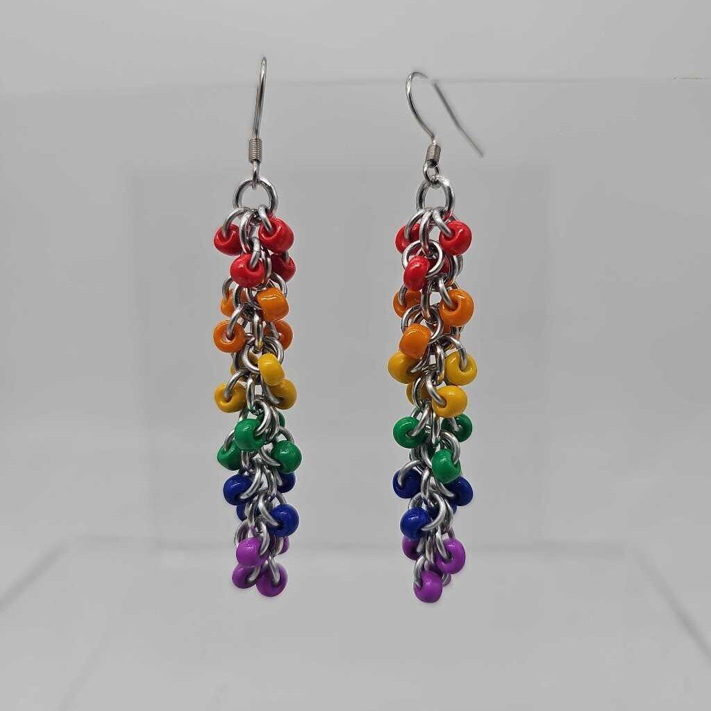 Rainbow Shaggy Loop Beaded Earrings