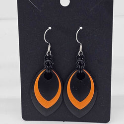 Black, Orange, Black Scale Earrings - view 2