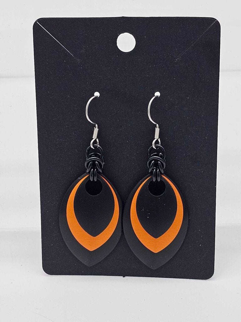 Black, Orange, Black Scale Earrings