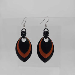 Black, Orange, Black Scale Earrings - view 1