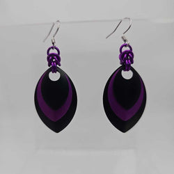 Black, Purple and Black Scale Earrings - view 1