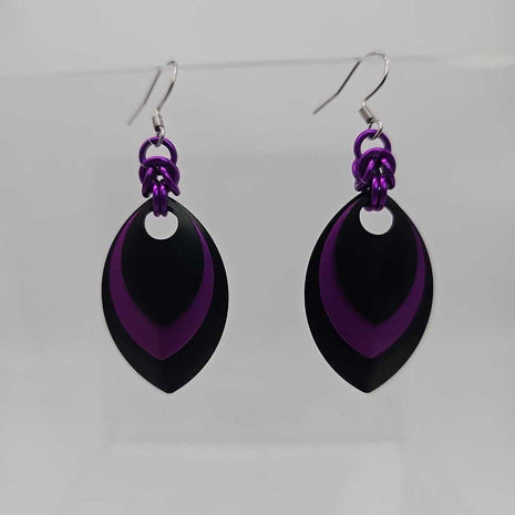 Black, Purple and Black Scale Earrings