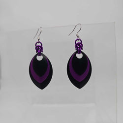 Black, Purple and Black Scale Earrings - view 2
