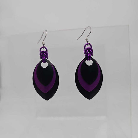 Black, Purple and Black Scale Earrings