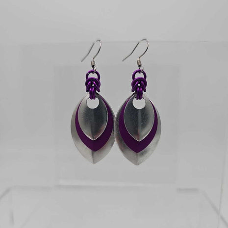 Silver, Purple and Silver Scale Earrings