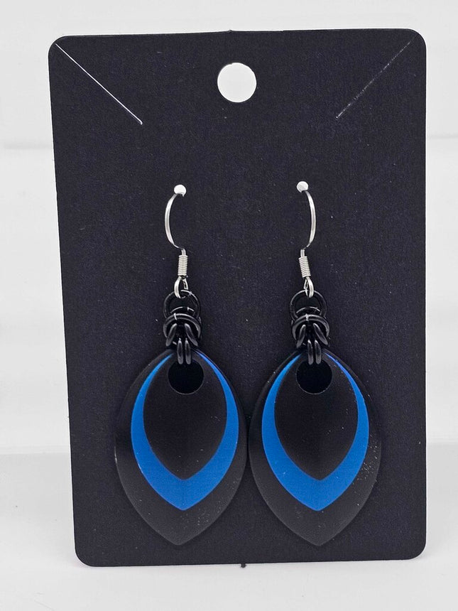 Black, Blue and Black Scale Earrings