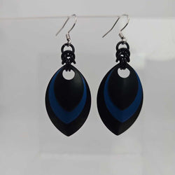 Black, Blue and Black Scale Earrings - view 1