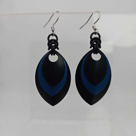 Black, Blue and Black Scale Earrings